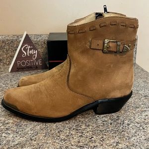 Dingo Ankle Western Boots Booties Brown Nubuck Side Zip‎ Buckle Size 6.5 M (#4)